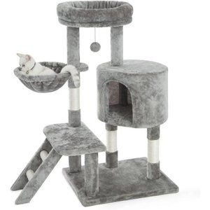 40 Inches Cat Tree Kitty Tower with Basket, Top Perch for Small and Medium Cats